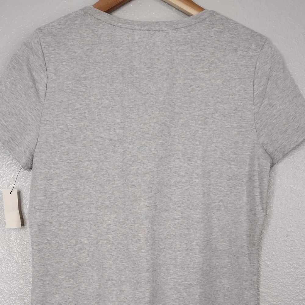 NWT Talbots Petite Women's Cotton Summer Gray Pullover Short Sleeve Tee Size MP